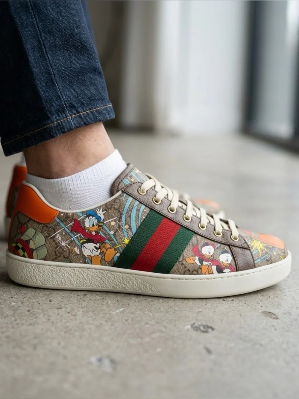 Gucci x Disney Donald Duck Ace Sneakers Mens Size 9.5 (US 10) GG Canvas